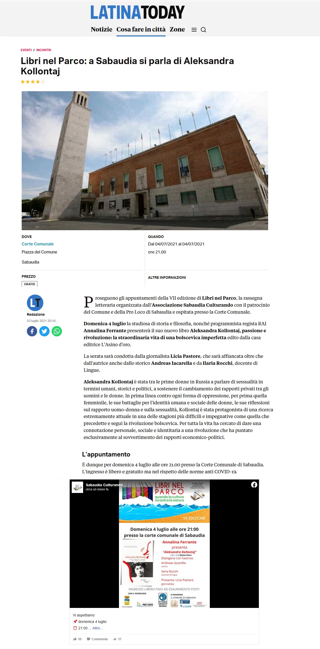 Latina Today 2 luglio 2021