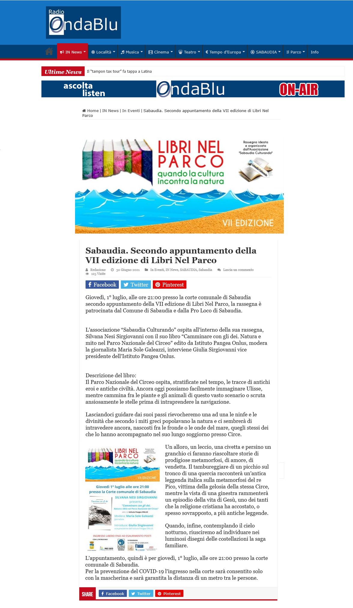 Radio Onda Blu 30 Giugno 2021