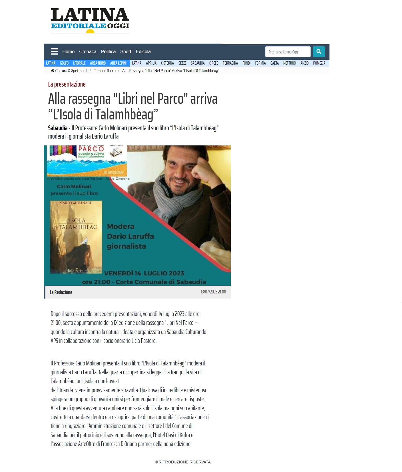Latina Editoriale Oggi 13 luglio 2023