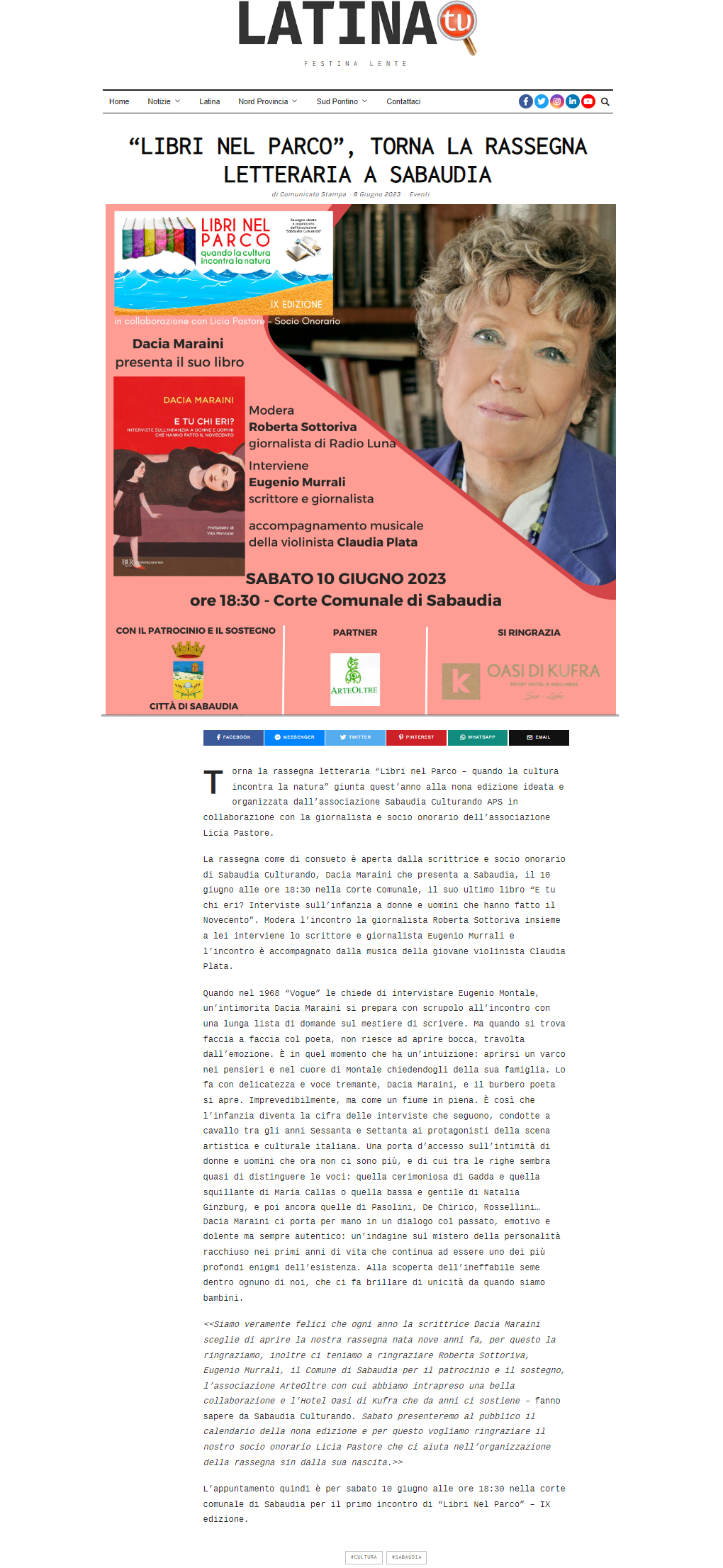 LatinaTu: 8 giugno 2023