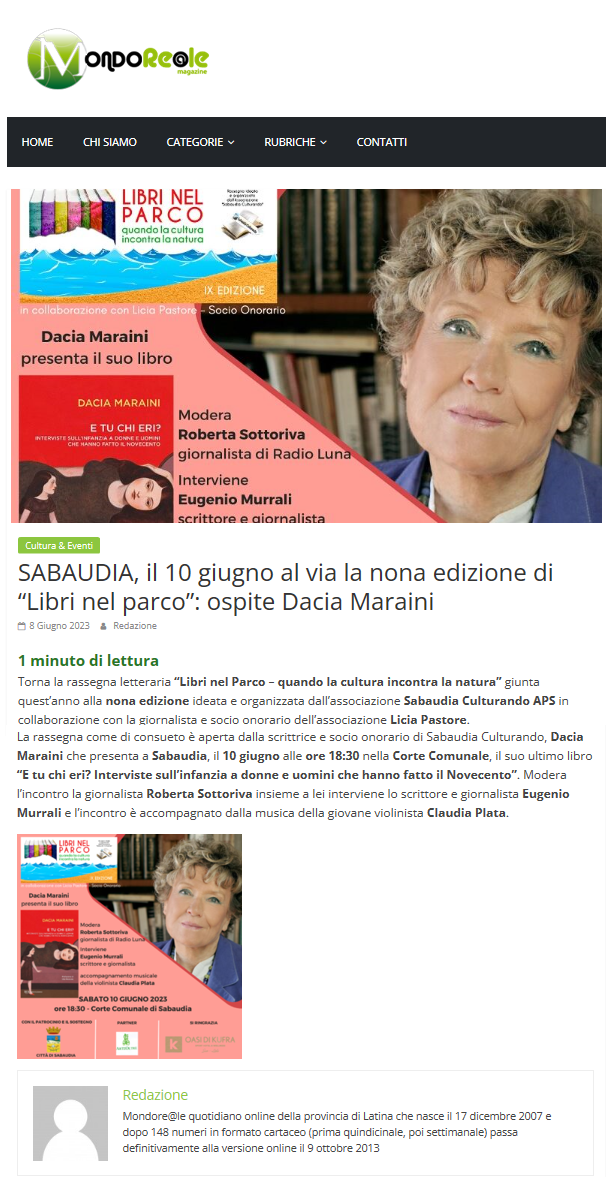 Mondo Reale Magazine: 8 giugno 2023